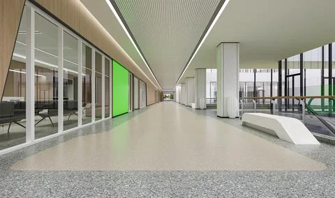 Modern Empty Hospital Corridor with Bright Lighting and Medical Vibe Illustration