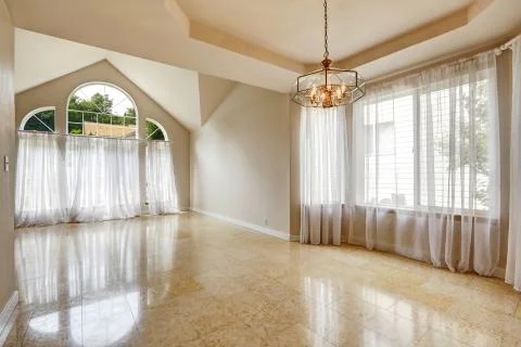 Modern empty house interior with marble tile floor Stock Photos