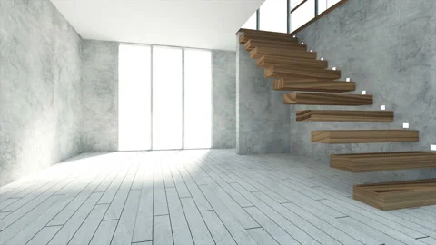 Modern Empty Interior with Large Windows and TV with Chromakey Stock Footage 105457224