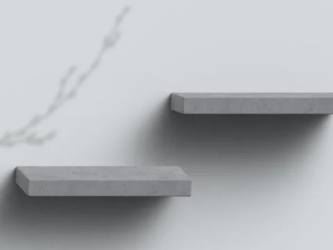 Modern empty loft room with blank concrete shelves with minimal rough surface Stock Illustration