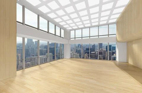 Modern Empty Room, 3d render interior design, mock up illustration Stock Illustration