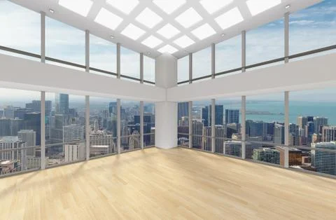 Modern Empty Room, 3d render interior design, mock up illustration Stockillustratie