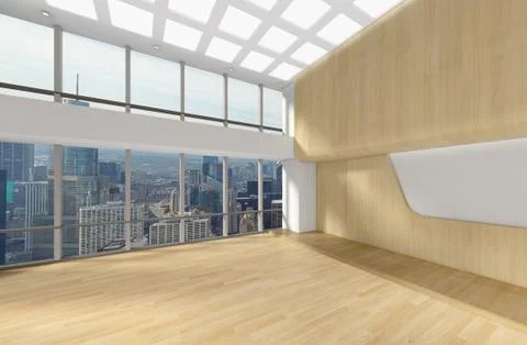 Modern Empty Room, 3d render interior design, mock up illustration Stock Illustration