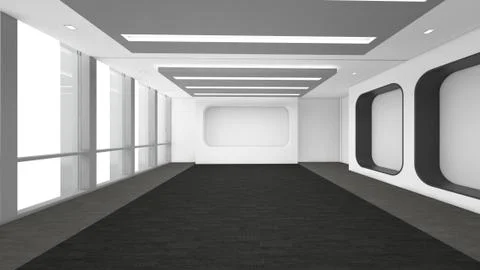 Modern Empty Room, 3d render interior design, mock up illustration Stockillustratie