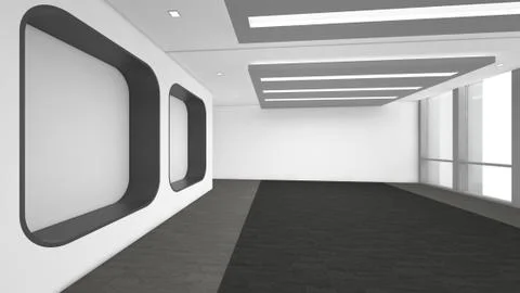 Modern Empty Room, 3d render interior design, mock up illustration Stock Illustration