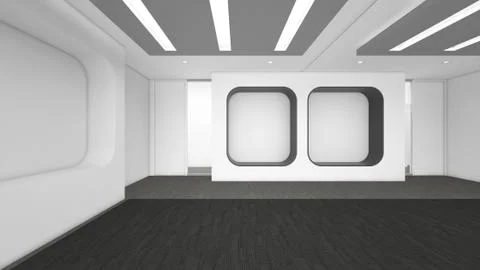 Modern Empty Room, 3d render interior design, mock up illustration Stock Illustration