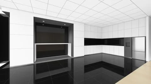 Modern Empty Room, 3d render interior design, mock up illustration Stock Illustration