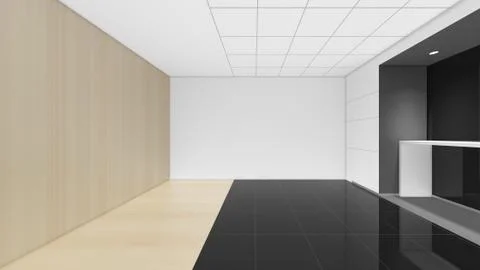 Modern Empty Room, 3d render interior design, mock up illustration Stock Illustration