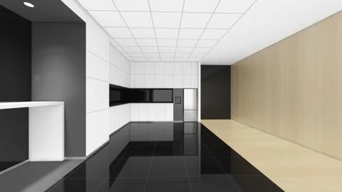 Modern Empty Room, 3d render interior design, mock up illustration Stock Illustration