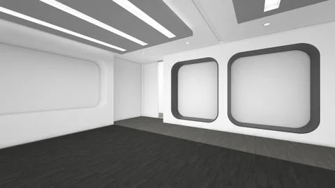 Modern Empty Room, 3d render interior design, mock up illustration Stock Illustration