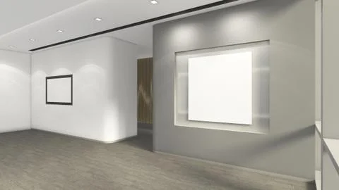 Modern Empty Room, 3d render interior design, mock up illustration Stock Illustration