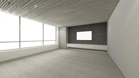 Modern Empty Room, 3d render interior design, mock up illustration Stock Illustration