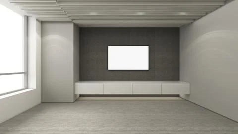 Modern Empty Room, 3d render interior design, mock up illustration Illustrazione stock