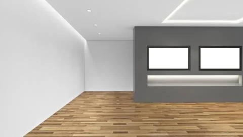 Modern Empty Room, 3d render interior design, mock up illustration Stock Illustration