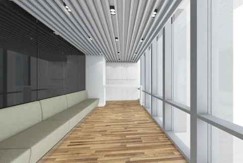 Modern Empty Room, 3d render interior design, mock up illustration Stock Illustration