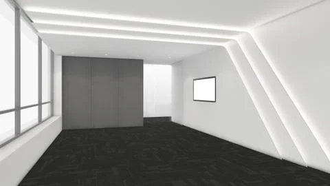 Modern Empty Room, 3d render interior design, mock up illustration Stock Illustration