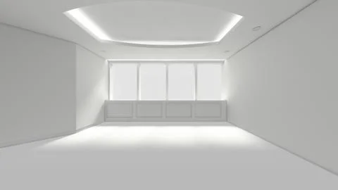 Modern Empty Room, 3d render interior design, mock up illustration Stock Illustration