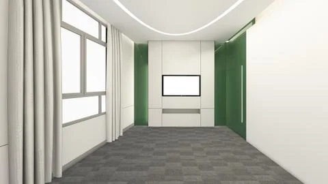 Modern Empty Room, 3d render interior design, mock up illustration Stock Illustration