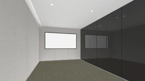 Modern Empty Room, 3d render interior design, mock up illustration Stock Illustration