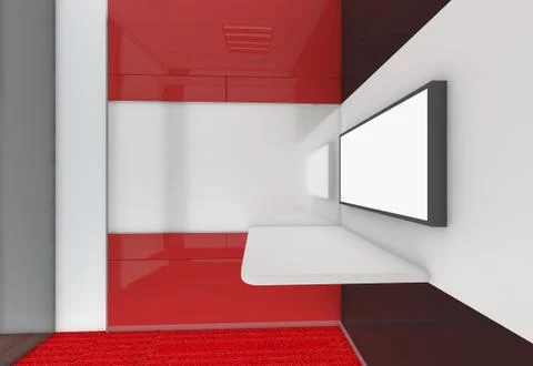 Modern Empty Room, 3d render interior design, mock up illustration Stock Illustration