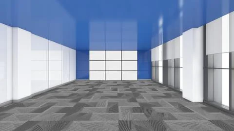 Modern Empty Room, 3d render interior design, mock up illustration Stock Illustration