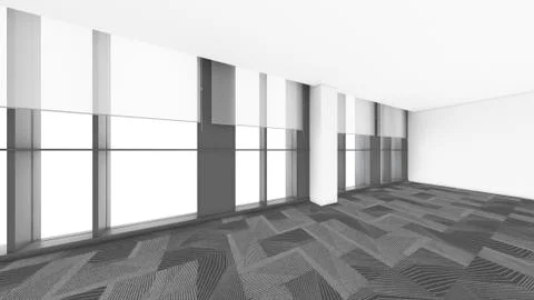 Modern Empty Room, 3d render interior design, mock up illustration Stock Illustration