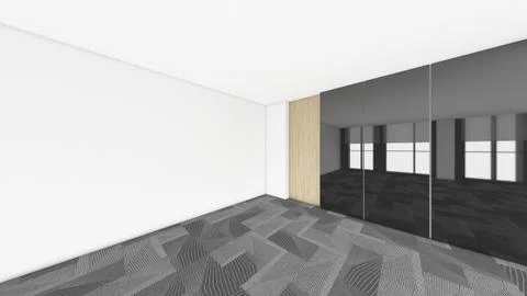 Modern Empty Room, 3d render interior design, mock up illustration Stock Illustration