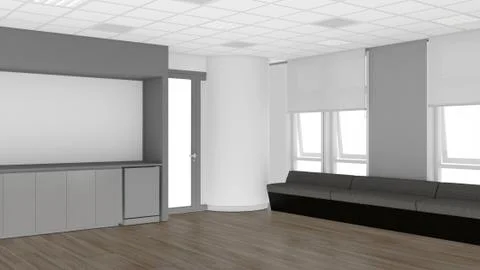 Modern Empty Room, 3d render interior design, mock up illustration Stock Illustration