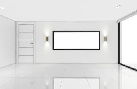 Modern Empty Room, 3d render interior design, mock up illustration Stock Illustration