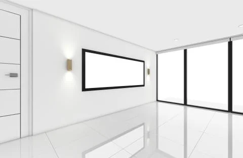 Modern Empty Room, 3d render interior design, mock up illustration Illustrazione stock