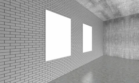 Modern Empty Room, 3d render interior design, mock up illustration Stock Illustration