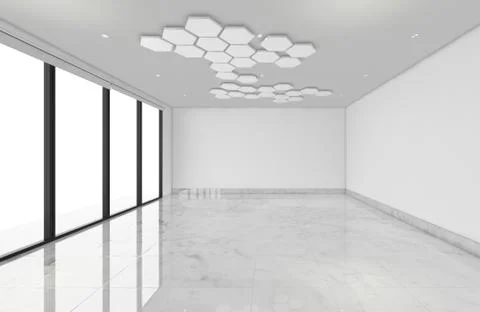 Modern Empty Room, 3d render interior design, mock up illustration Stock Illustration