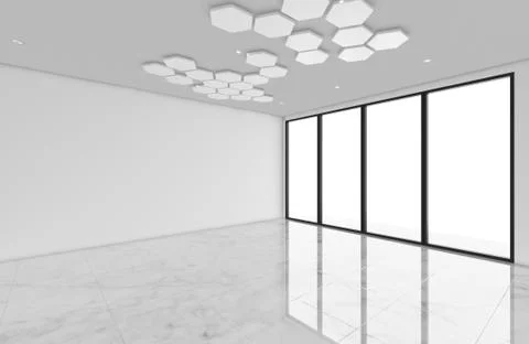 Modern Empty Room, 3d render interior design, mock up illustration Stockillustratie