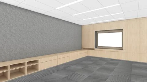 Modern Empty Room, 3d render interior design, mock up illustration Illustrazione stock