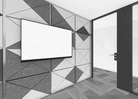 Modern Empty Room, 3d render interior design, mock up illustration Stock Illustration