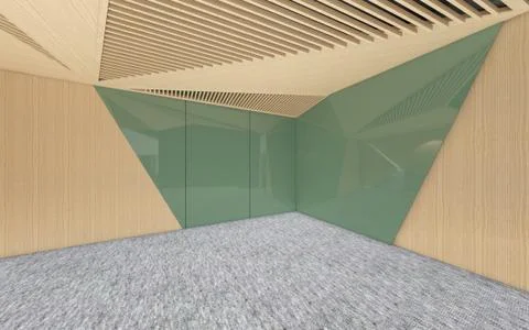 Modern Empty Room, 3d render interior design, mock up illustration Stock Illustration