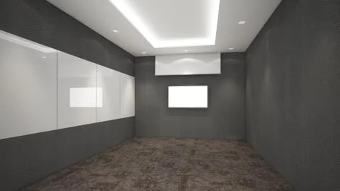 Modern Empty Room, 3d render interior design, mock up illustration Stock Illustration