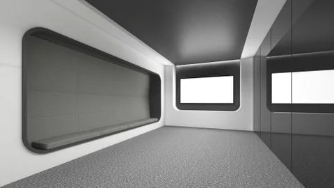 Modern Empty Room, 3d render interior design, mock up illustration Stock Illustration
