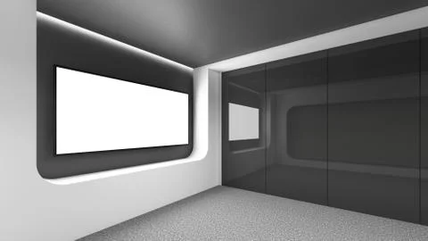 Modern Empty Room, 3d render interior design, mock up illustration Stock Illustration