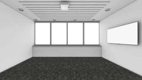 Modern Empty Room, 3d render interior design, mock up illustration Stock Illustration