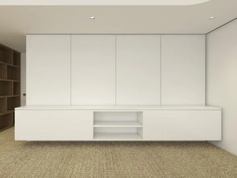 Modern Empty Room, 3d render interior design, mock up illustration Stock Illustration