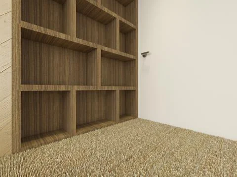 Modern Empty Room, 3d render interior design, mock up illustration Stock Illustration