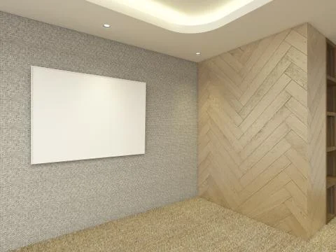 Modern Empty Room, 3d render interior design, mock up illustration Stock Illustration