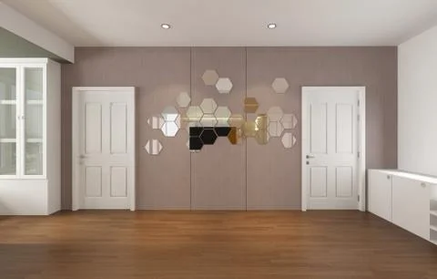 Modern Empty Room, 3d render interior design, mock up illustration Stock Illustration