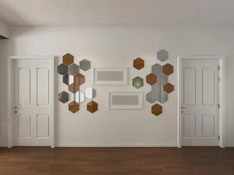 Modern Empty Room, 3d render interior design, mock up illustration Stock Illustration