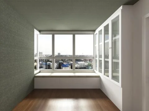 Modern Empty Room, 3d render interior design, mock up illustration Illustrazione stock