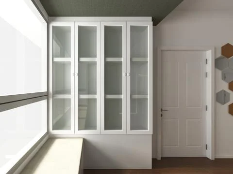 Modern Empty Room, 3d render interior design, mock up illustration Illustrazione stock