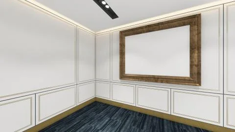 Modern Empty Room, 3d render interior design, mock up illustration Stock Illustration