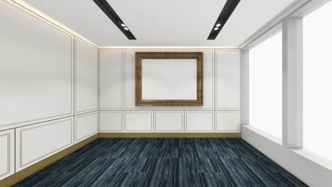 Modern Empty Room, 3d render interior design, mock up illustration Stockillustratie
