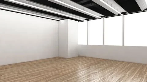 Modern Empty Room, 3D render interior design, mock up illustration Illustrazione stock